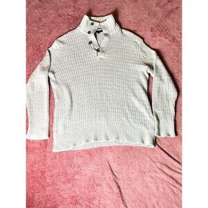 Banana Republic Men's XL Gray Cotton 3-Button Mock Neck Sweater